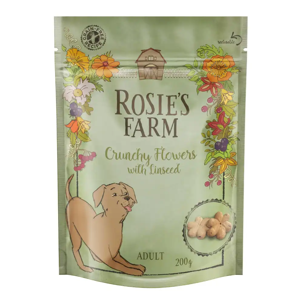 Rosie's Farm Snacks Adult Crunchy Flowers para perros - 200 g