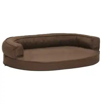 Colchón De Cama De Perro Ergonómico Aspecto Lino Marrón 90x64cm Vidaxl