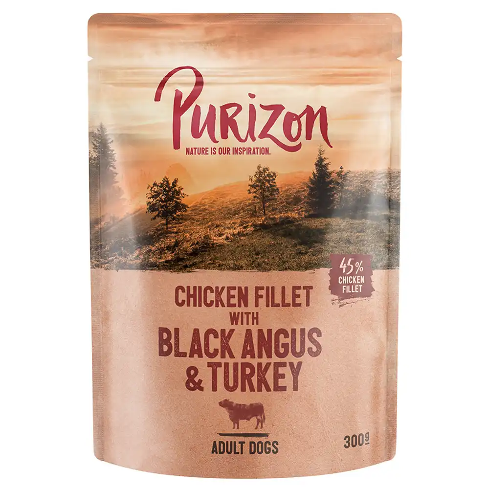 Purizon Adult 6 x 300 g sin cereales en bolsitas para perros - Black Angus