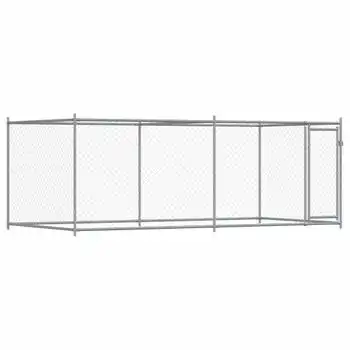 Jaula De Perros Con Puerta Acero Galvanizado Gris 4x2x1,5 M Vidaxl