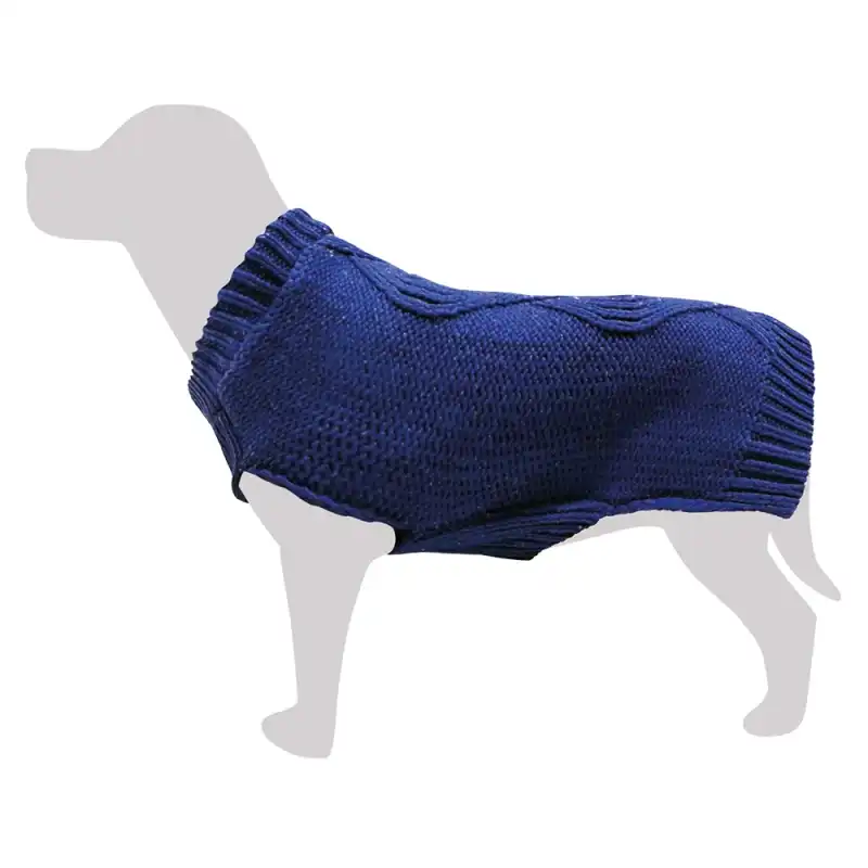 Jersey de punto trenzado azul para perros, Tallas 30 cm