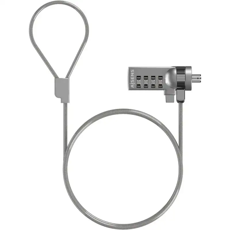 Aisens Cable Seguridad con Cerradura de Combinación para Ordenador/Monitor/Portátil 1.5M