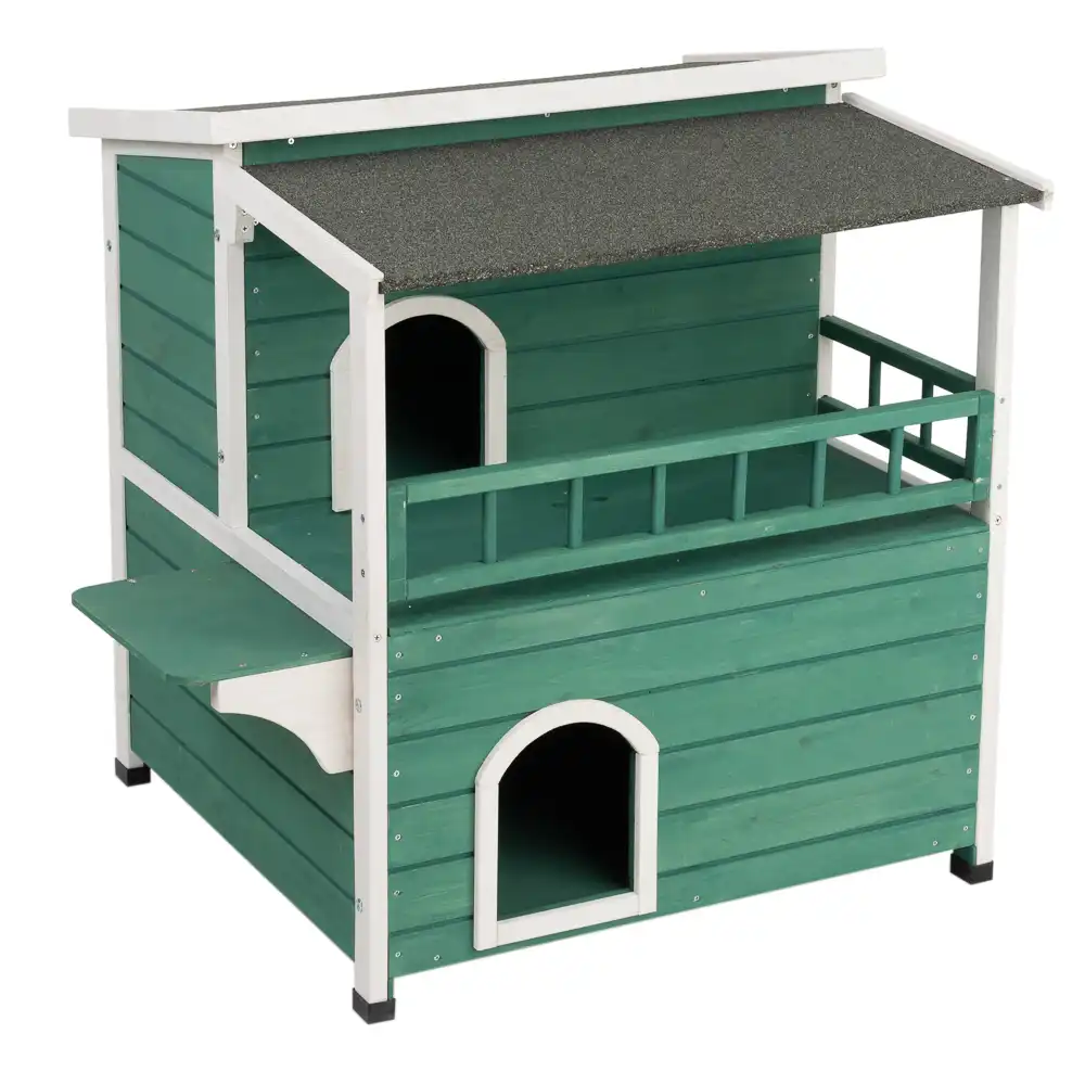 Casita Sunroof para mascotas - 91,5 x 71 x 82 cm (L x An x Al) - verde / blanco