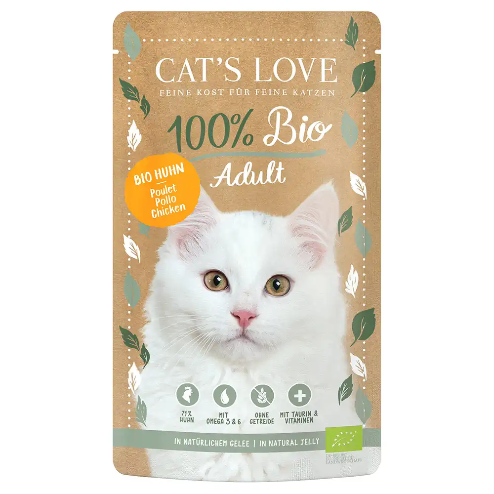 Cat's Love Bio 6 x 100 g comida húmeda ecológica para gatos - Pollo