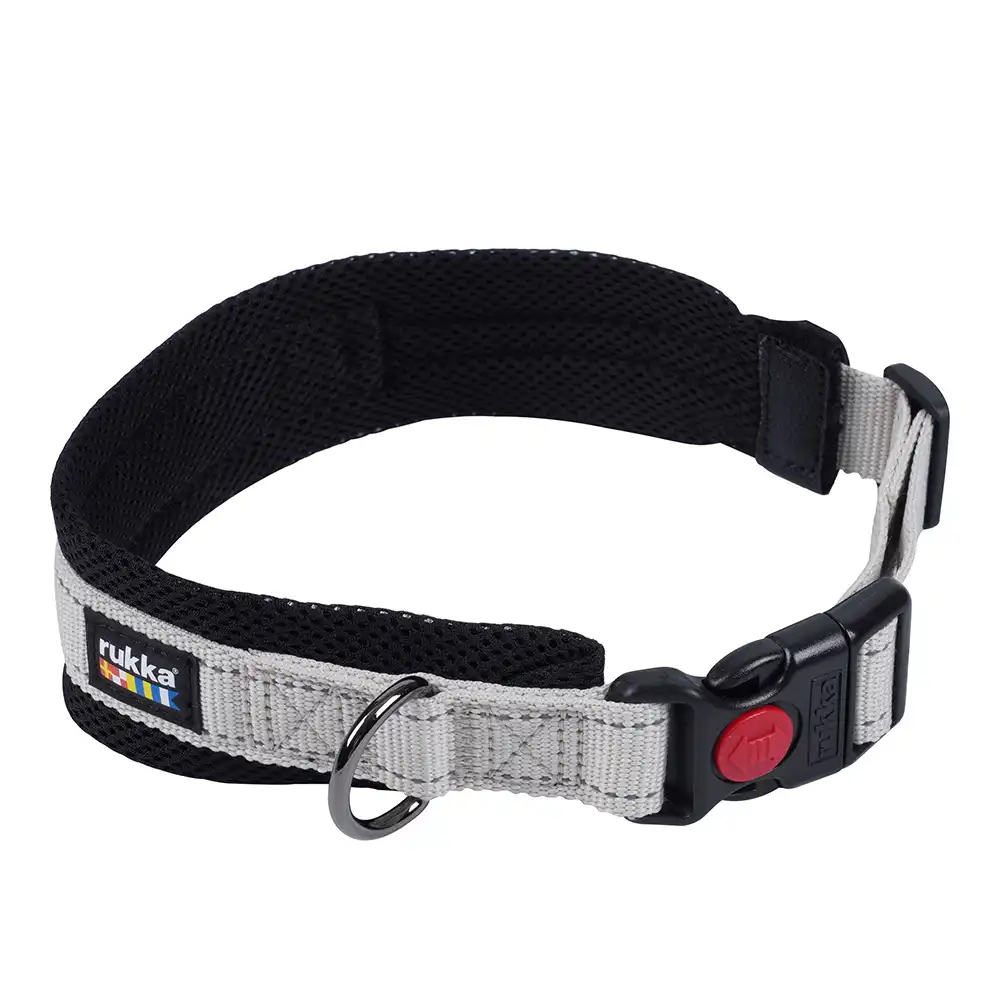 Rukka® Bliss Eco, gris collar para perros - M: 45 - 55 cm de cuello, 25 mm de ancho