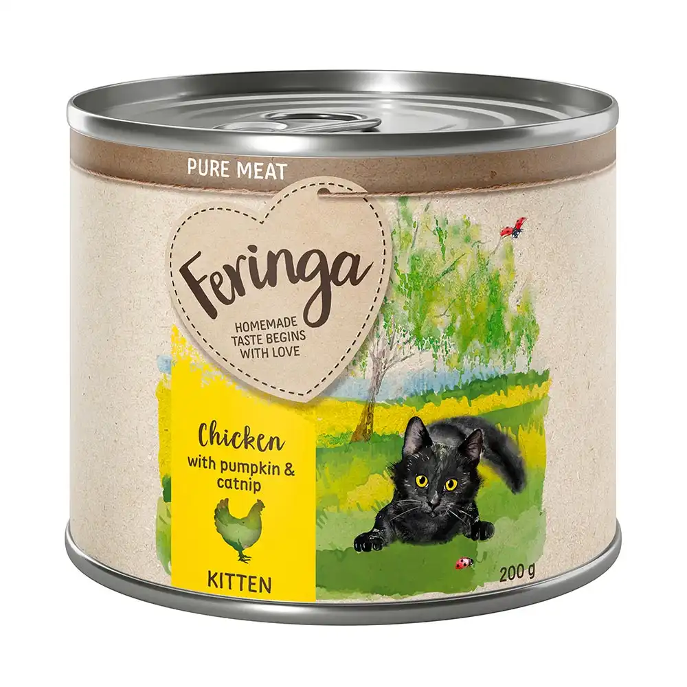 Feringa Pure Meat Kitten 6 x 200 g - Pollo con calabaza y catnip