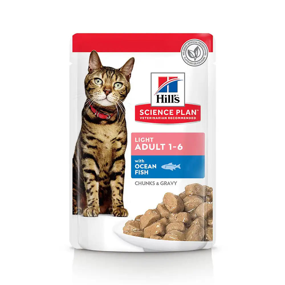 Hill's Feline Adult Light sobres para gatos - 12 x 85 g - Pescado de mar