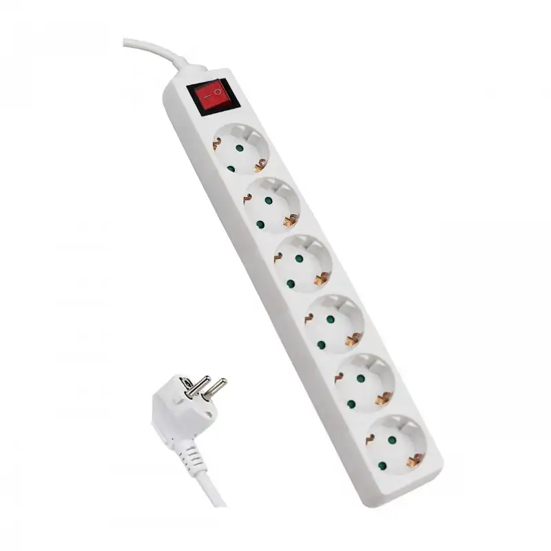 Extrastar Regleta 6 Tomas Schuko con Interruptor 3m Blanco