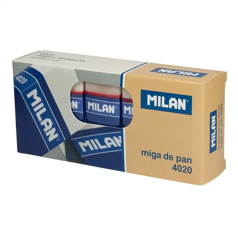 Milan Caja de 10 Gomas de Borrar 4020 Miga de Pan con Funda de Cartón