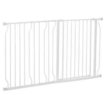 Barrera De Seguridad De Perros De Abs Acero 75-145x76cm-pawhut.blanco