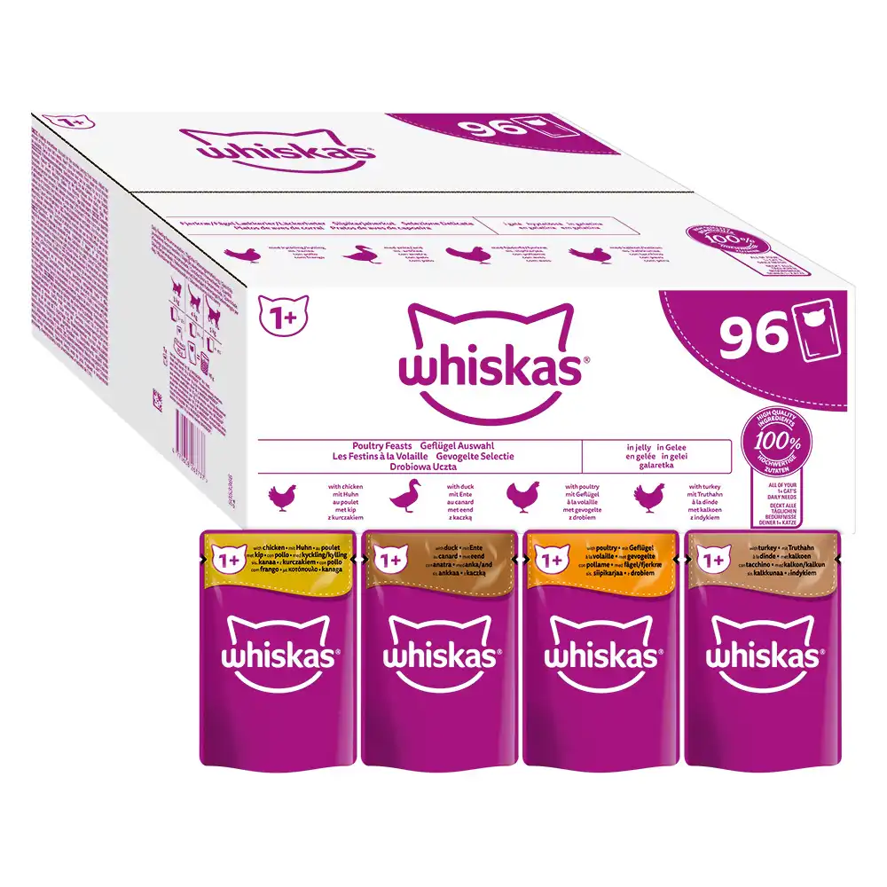 Whiskas 1+ años 96 x 85 en bolsitas - Selección de aves en gelatina