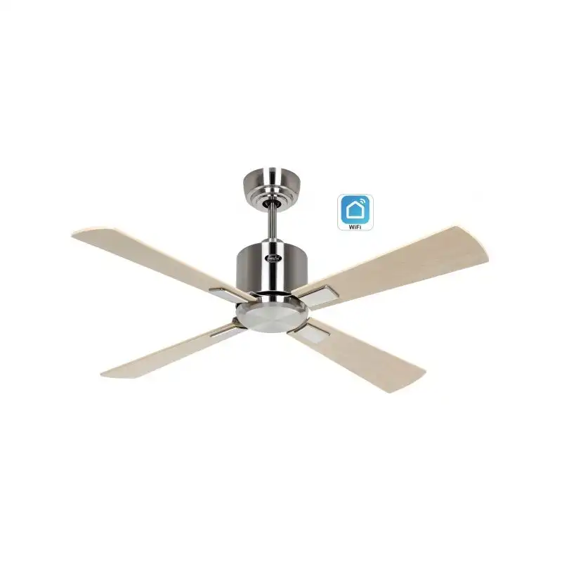 Ventilador De Techo Con Wifi Casafan 942121w Eco Neo Iii 103cm Cromo Cepillado/arce Y Haya