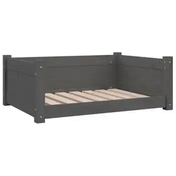 Cama Para Perros Madera Maciza De Pino Gris 75,5x55,5x28 Cm Vidaxl