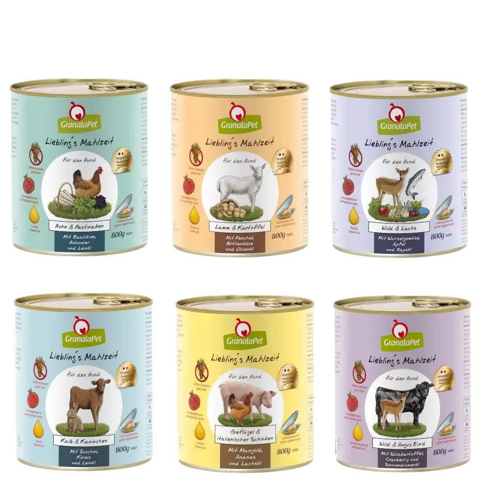 GranataPet Darling's Meal Mix Pack 6 x 800 g - Paquete de mezclas 1 (6 variedades)