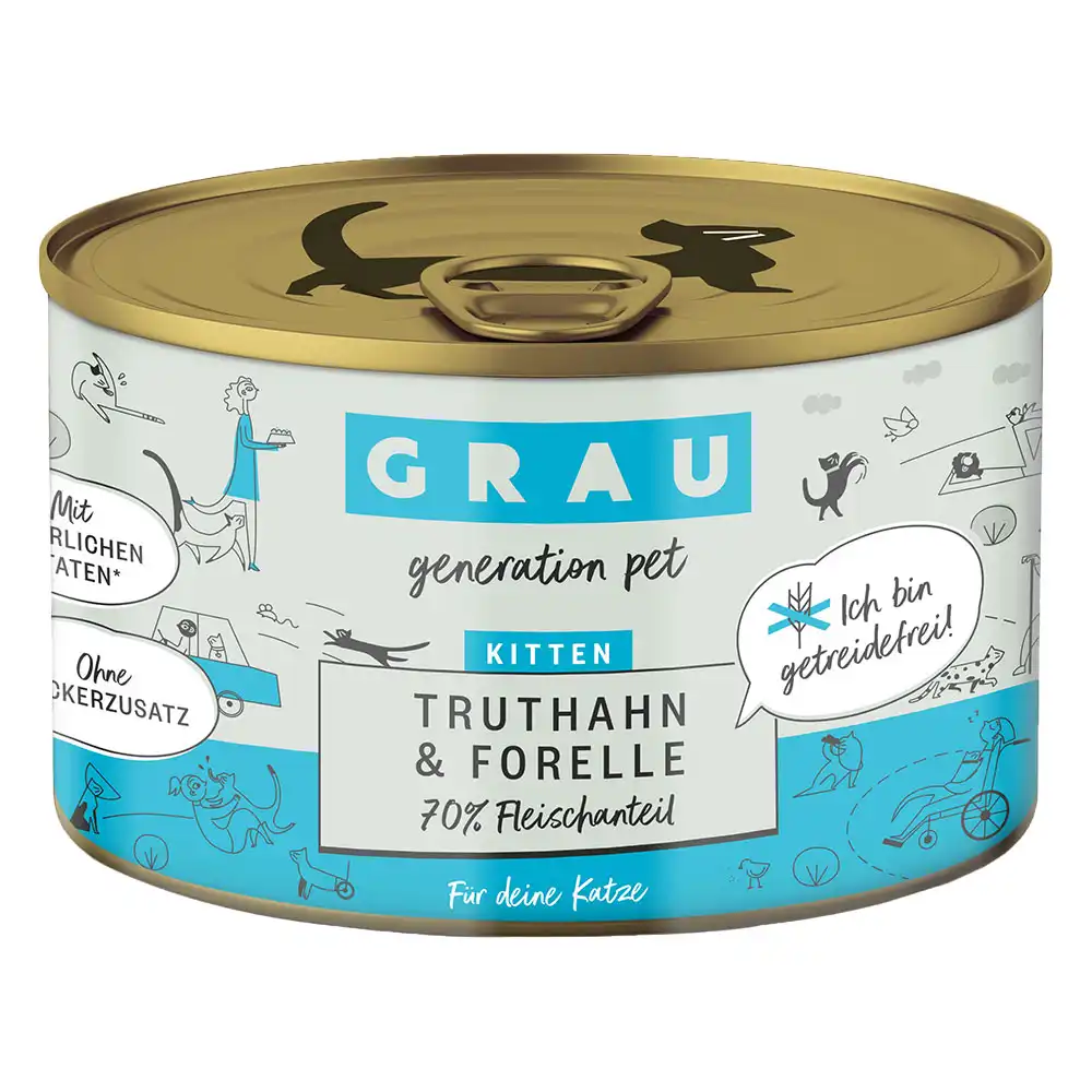 Grau Kitten sin cereales - Pavo y trucha (6 x 200 g)