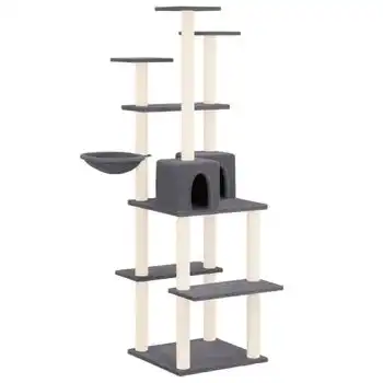 Rascador Para Gatos Con Postes De Sisal Gris Oscuro 167 Cm Vidaxl