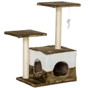 Árbol Gatos De Aglomerado Madera Sisal Felpa 45x33x70cm-pawhut.marrón