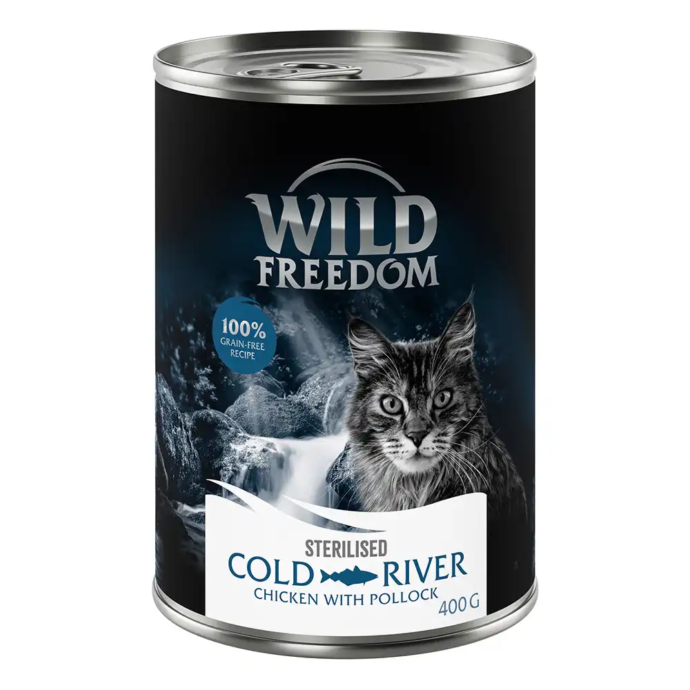 Wild Freedom Adult Sterilised 6 x 400 g - receta sin cereales - Cold River Sterilised - Salmón y pollo