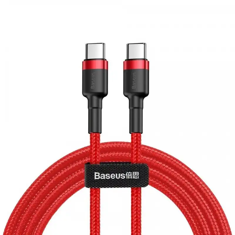 Baseus Cafule Cable USB Tipo-C a Tipo-C Carga Rápida 3.0 Power Delivery 2.0 60W 2m Rojo