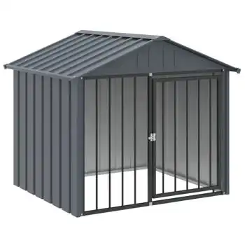 Caseta Perros Con Tejado Acero Galvanizado Negro 117x103x102 Cm Vidaxl