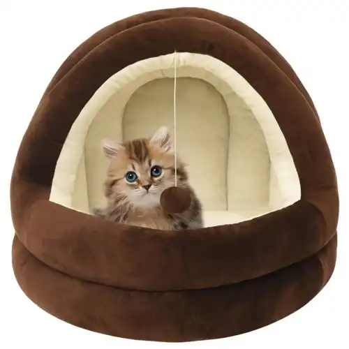 Vidaxl cama redonda marrón para gatos