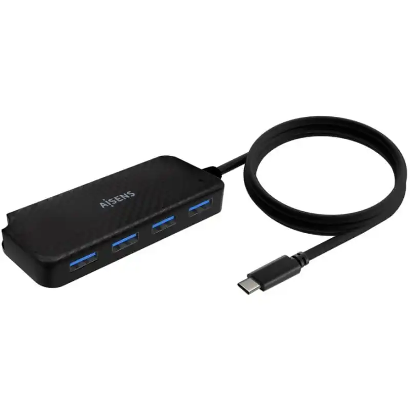 Aisens Hub USB-C a 4 Puertos USB 3.0 60cm Negro