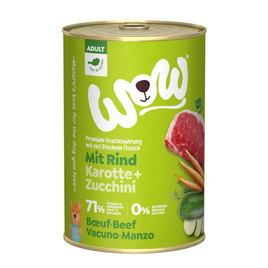 0.4 KG 0.4 KG Wow Food Adulto Vacuno lata para perros