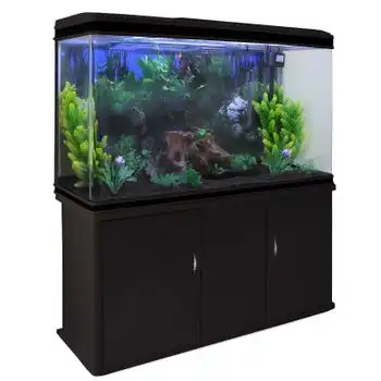 Acuario De 300l Con Mueble Negro, Accesorios Y Grava Negra