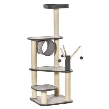 Árbol Para Gatos De Aglomerado Sisal Felpa 49x49x130 Cm-pawhut.beige