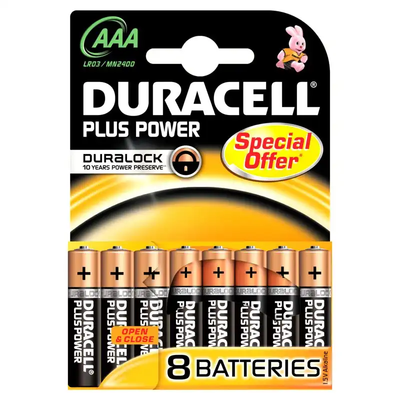 Duracell Plus Power LR-3 Pack 8 Pilas Alcalinas AAA 1.5V