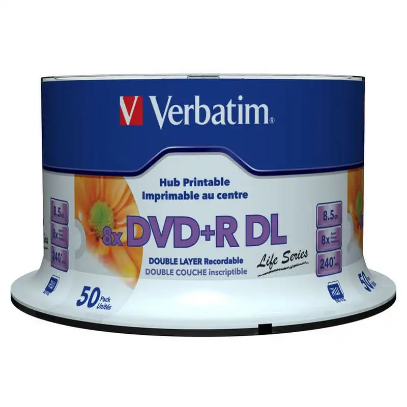 Verbatim DVD+R DL Doble Capa 8x Printable Tarrina 50 Unds