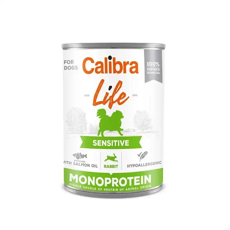 6x400gr Calibra Life perro Adulto Sensitive Latas con Conejo