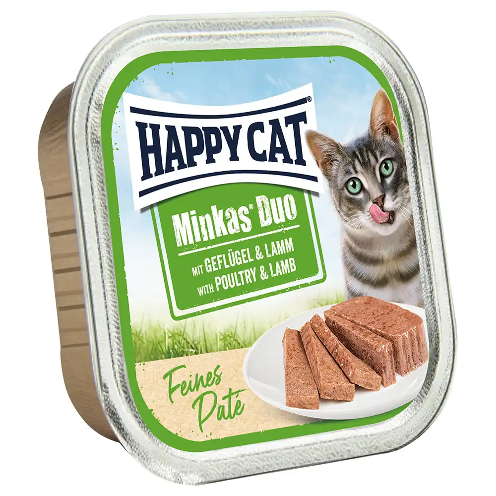 Happy Cat Minkas Duo Bocaditos en cuenco de paté - Ave y cordero 16 x 100 g