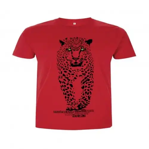 Animal totem camiseta manga corta algodón jaguar rojo para hombres