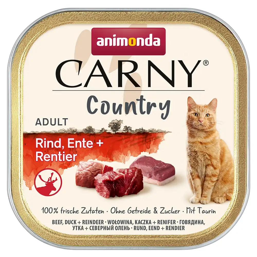 Animonda Carny Country Adult 32 x 100 g - Pack Ahorro - Vacuno, pato y reno