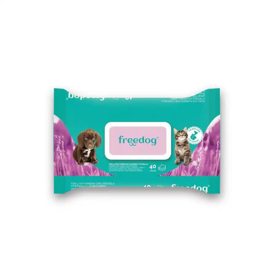 Freedog Toallitas Húmedas con Lavanda y Vainilla para perros y gatos