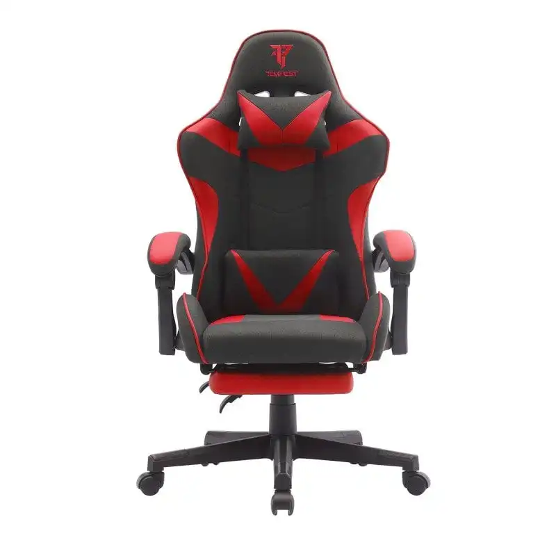 Tempest Shake Silla Gaming con Reposapiés y Masaje Negra/Roja Tela Transpirable