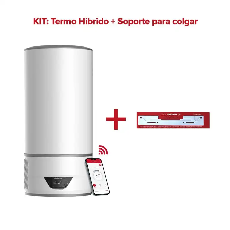 Ariston Lydos Hybrid WiFi Termo Eléctrico con Aerotermia 80L A + Soporte de Pared Instafix