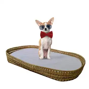 Cama De Palma Para Mascota Elitelounge + Colchón Impermable + Textil Para Colchón Eucaliptus Vichy