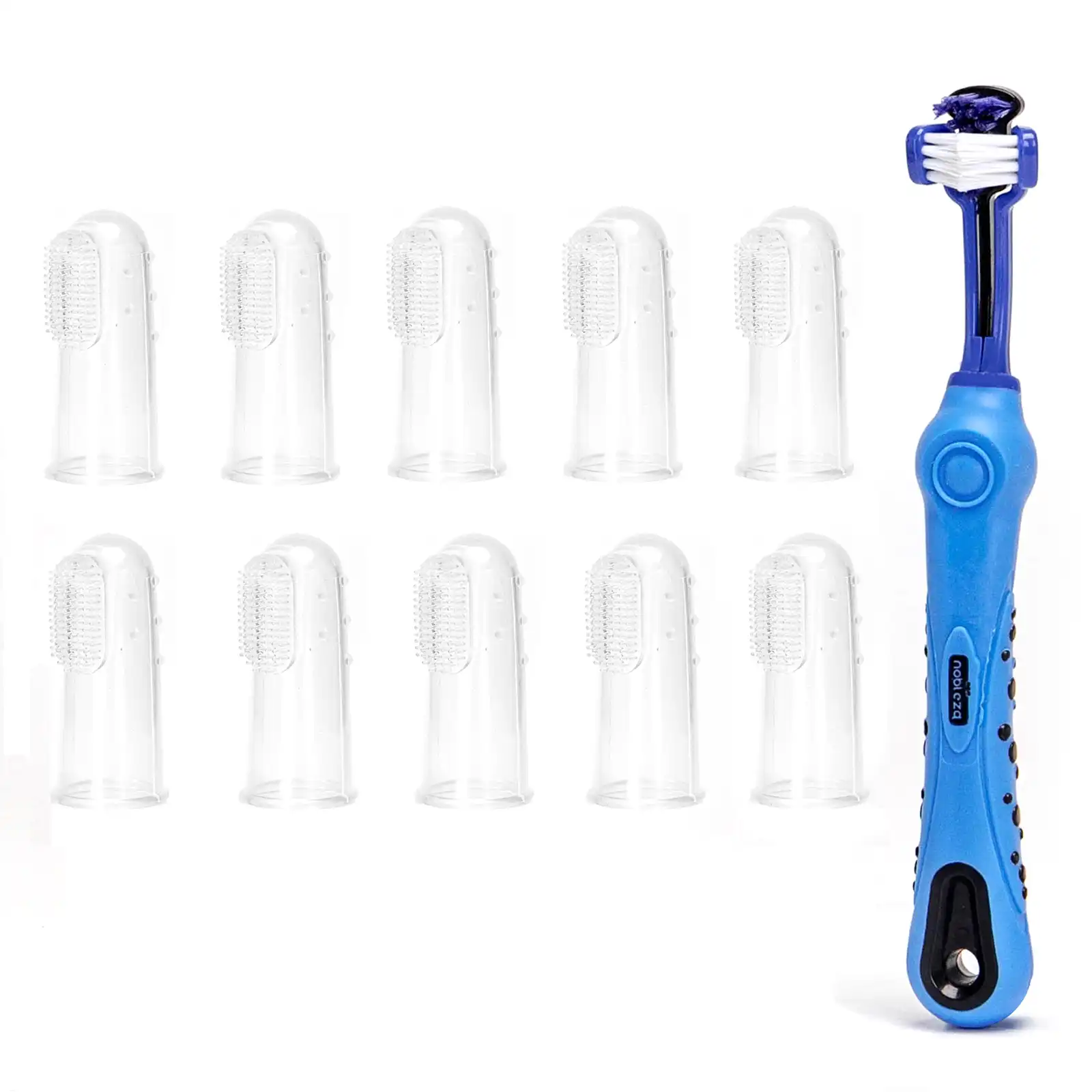 Nobleza - Cepillo de Dientes para Perros, 1 Cepillos de Dientes de Perro de 360 Grados, Kit de Cepillo de Dientes para Dedos(paquete de 10), Para Limpiar Los Dientes de Perros y Gatos