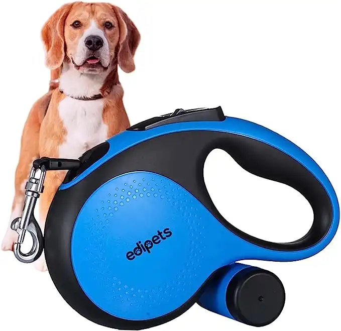 Edipets correa extensible con sistema de frenado azul para perros