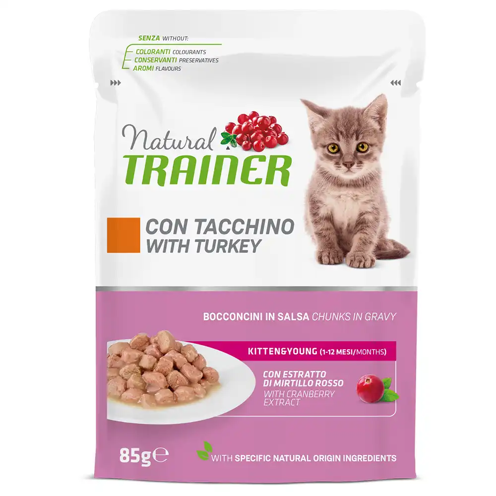 Natural Trainer Kitten & Young comida húmeda para gatitos - 12 x 85 g Pavo