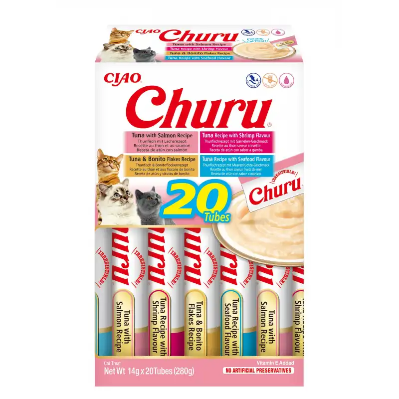 20x14gr Pack Churu para gato adulto pure mix de atún