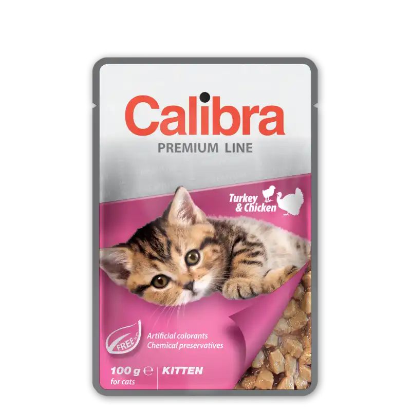 Calibra cat kitten pouch comida húmeda pavo pollo, Unidades 24x100 Gr