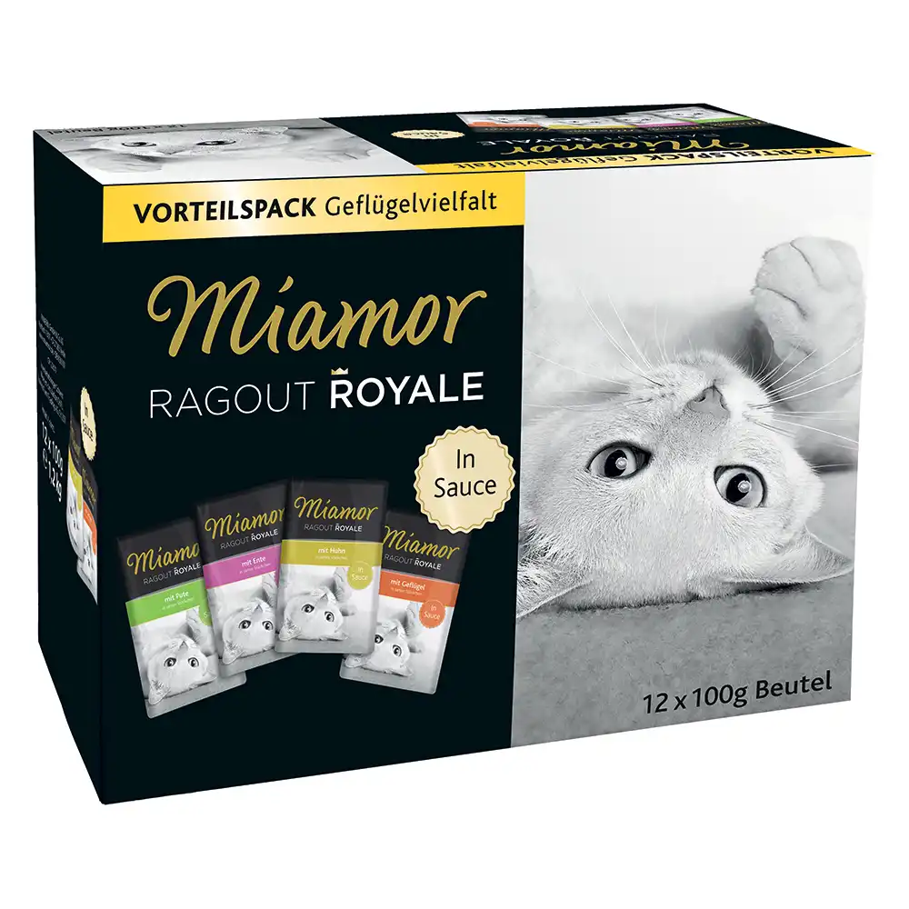 Miamor Ragú Royal Kitten en gelatina 12 x 100 g - Pack mixto - Aves en salsa
