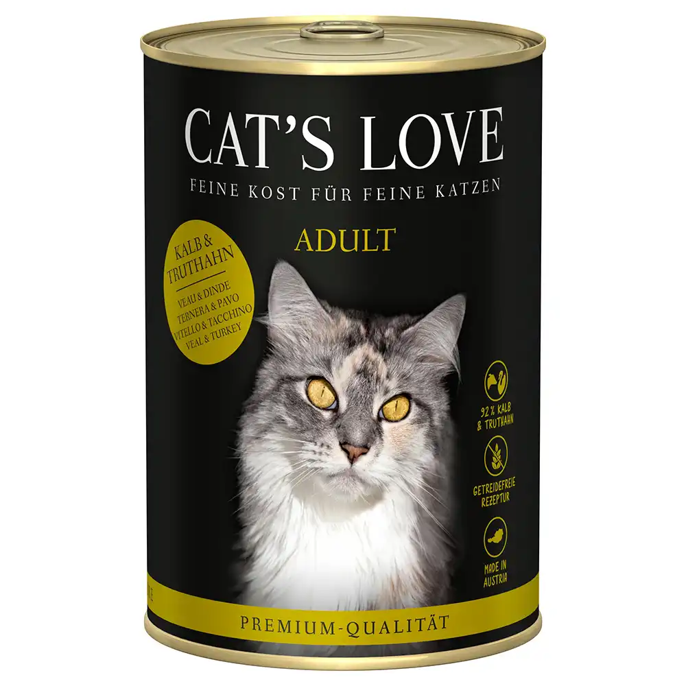 Cat's Love 6 x 400 g comida húmeda para gatos - Ternera y Pavo