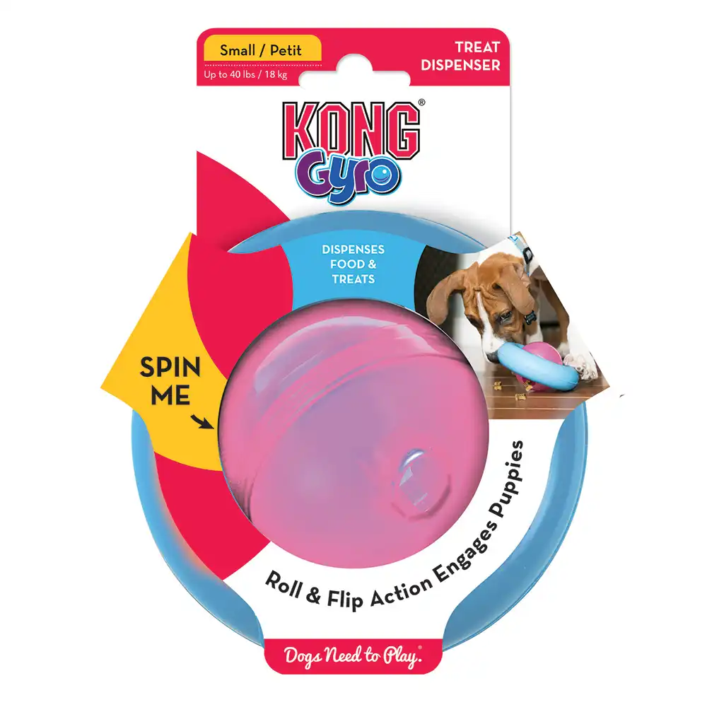 KONG Gyro juguete interactivo para cachorros - S: 12,7 x 7,6 cm (Diám x Al)