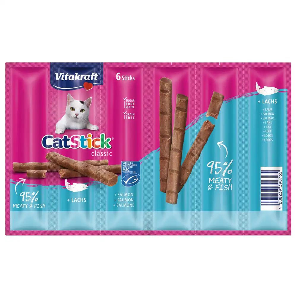 Vitakraft Cat Stick snacks para gatos - Salmón (6 x 6 g)