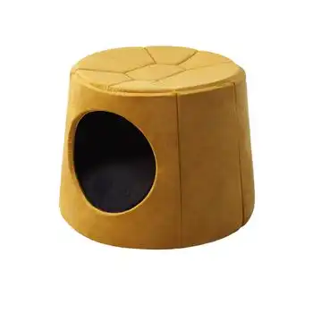 Caseta Y Cama Para Perro 2en1 Con Almohada Turtle R2 67x67x51 Amarillo