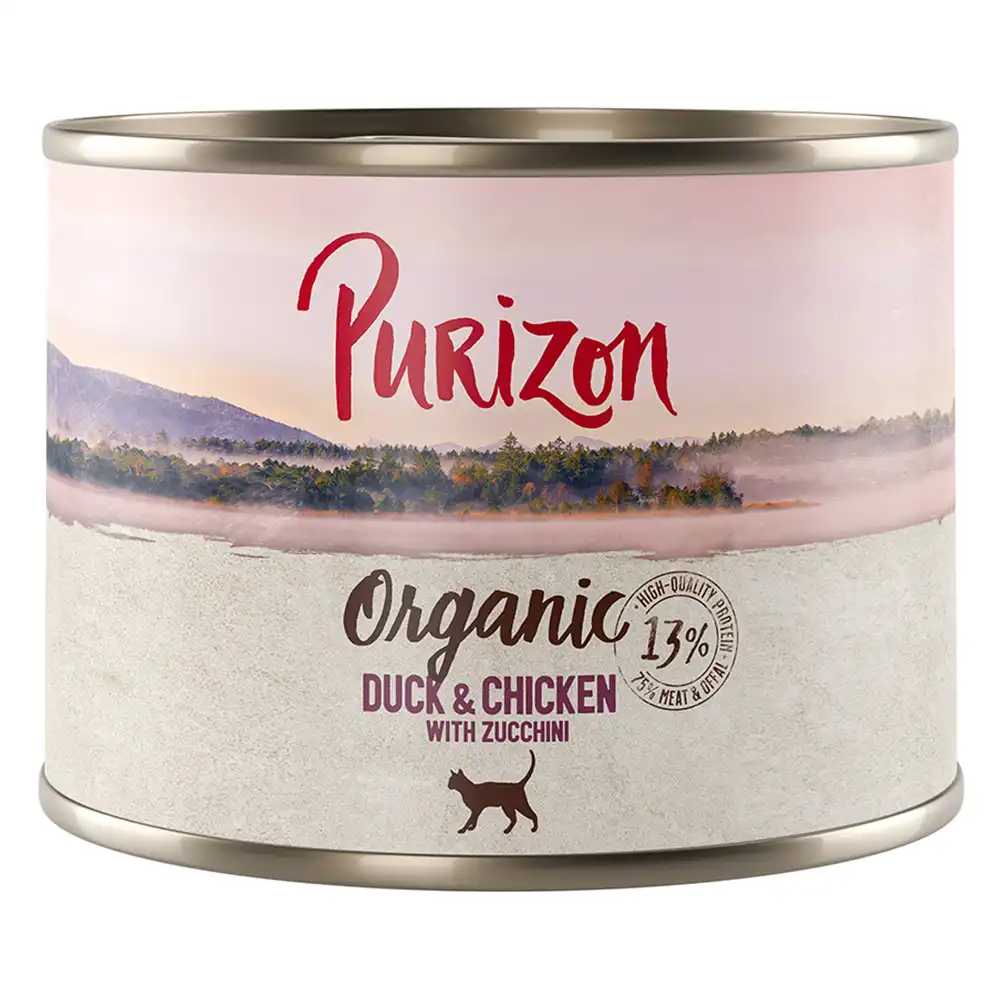 Purizon Organic 6 x 200 g comida ecológica para gatos - Pato y pollo con calabacín